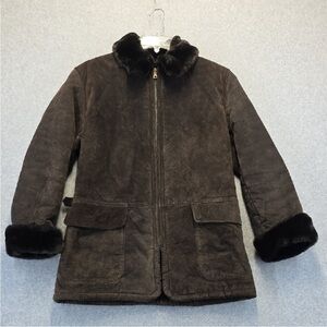 Jones New York Kids Dark Brown Fur-Trimmed Puffer Coat